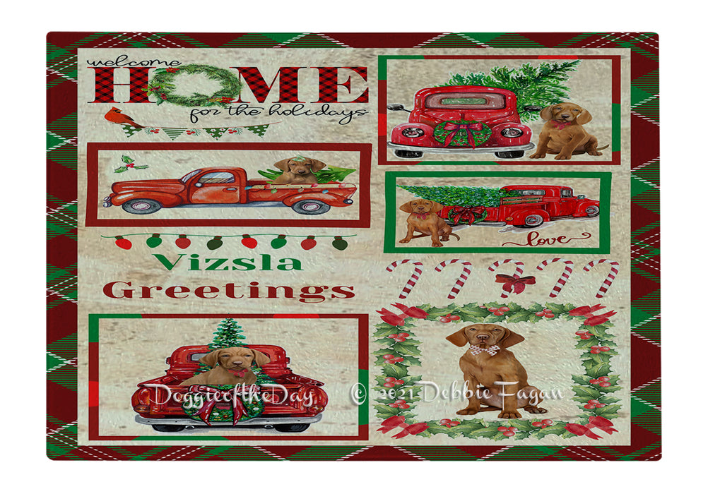 Welcome Home for Christmas Holidays Vizsla Dogs Cutting Board - Easy Grip Non-Slip Dishwasher Safe Chopping Board Vegetables C79105