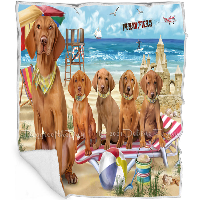 Pet Friendly Beach Vizslas Dog Blanket BLNKT66567