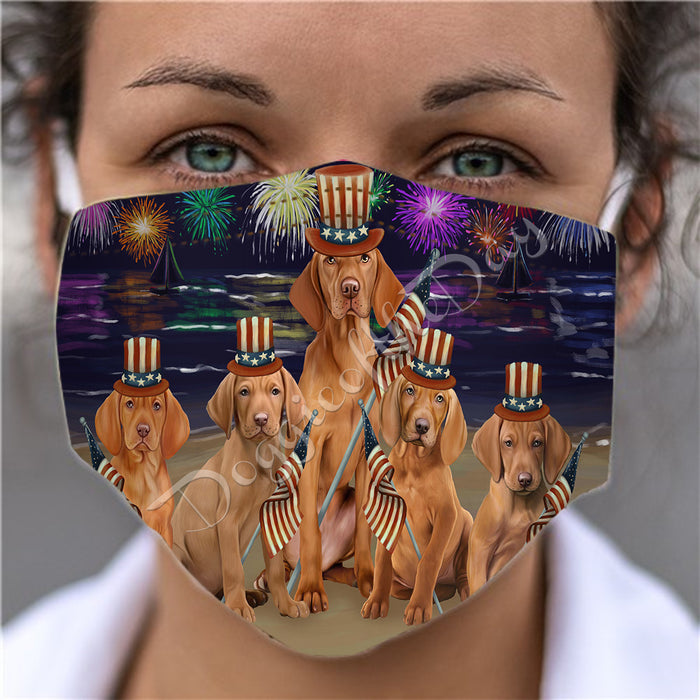 4th of July Independence Day Vizsla Dogs Face Mask FM49452