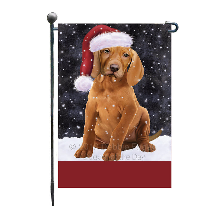 Personalized Let It Snow Happy Holidays Vizsla Dog Custom Garden Flags GFLG-DOTD-A62476