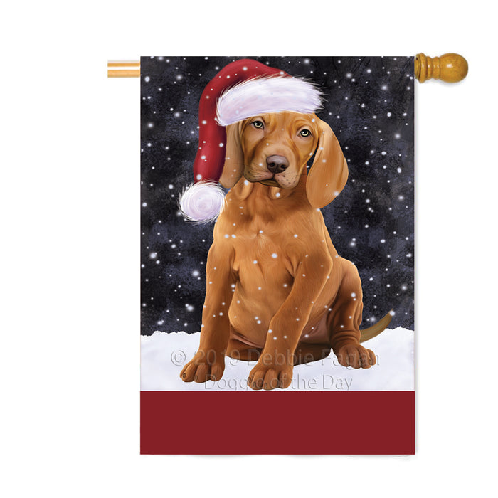 Personalized Let It Snow Happy Holidays Vizsla Dog Custom House Flag FLG-DOTD-A62532