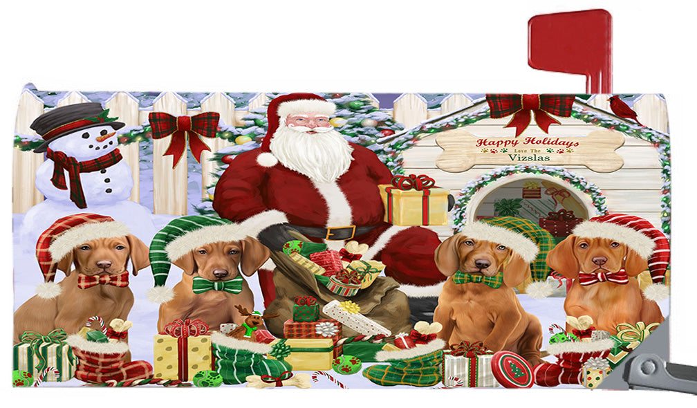 Happy Holidays Christmas Vizsla Dogs House Gathering 6.5 x 19 Inches Magnetic Mailbox Cover Post Box Cover Wraps Garden Yard Décor MBC48854