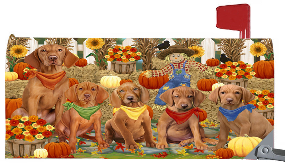 Fall Festive Harvest Time Gathering Vizsla Dogs 6.5 x 19 Inches Magnetic Mailbox Cover Post Box Cover Wraps Garden Yard Décor MBC49124