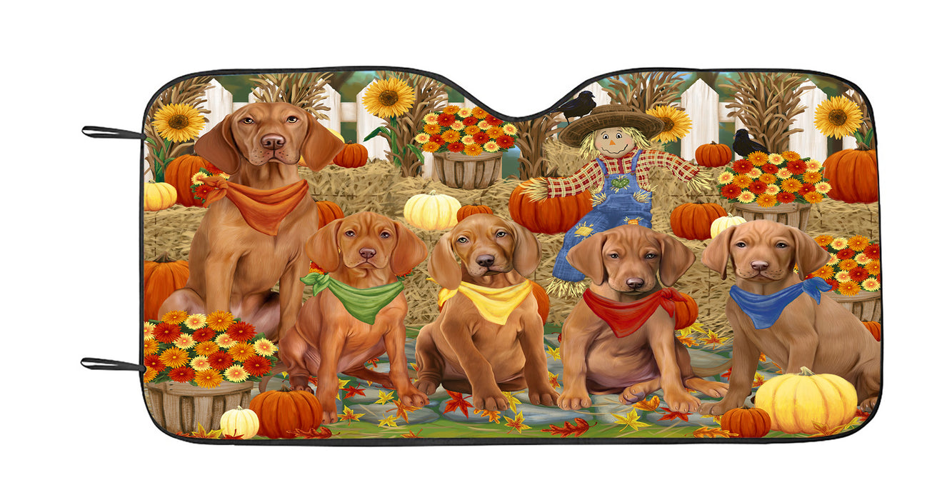 Fall Festive Harvest Time Gathering Vizsla Dogs Car Sun Shade