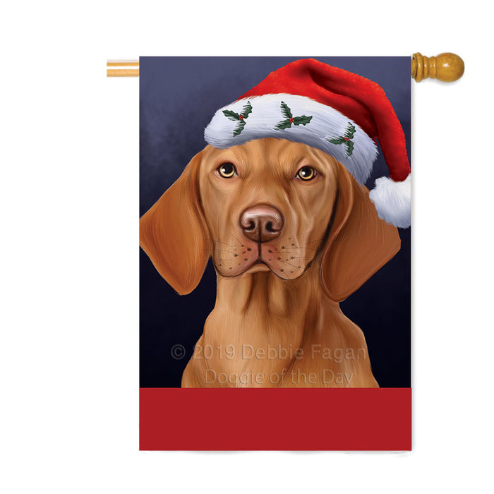 Personalized Christmas Holidays Vizsla Dog Wearing Santa Hat Portrait Head Custom House Flag FLG-DOTD-A59921