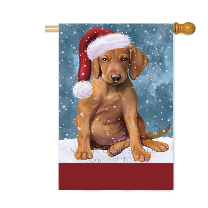 Personalized Let It Snow Happy Holidays Vizsla Dog Custom House Flag FLG-DOTD-A62533