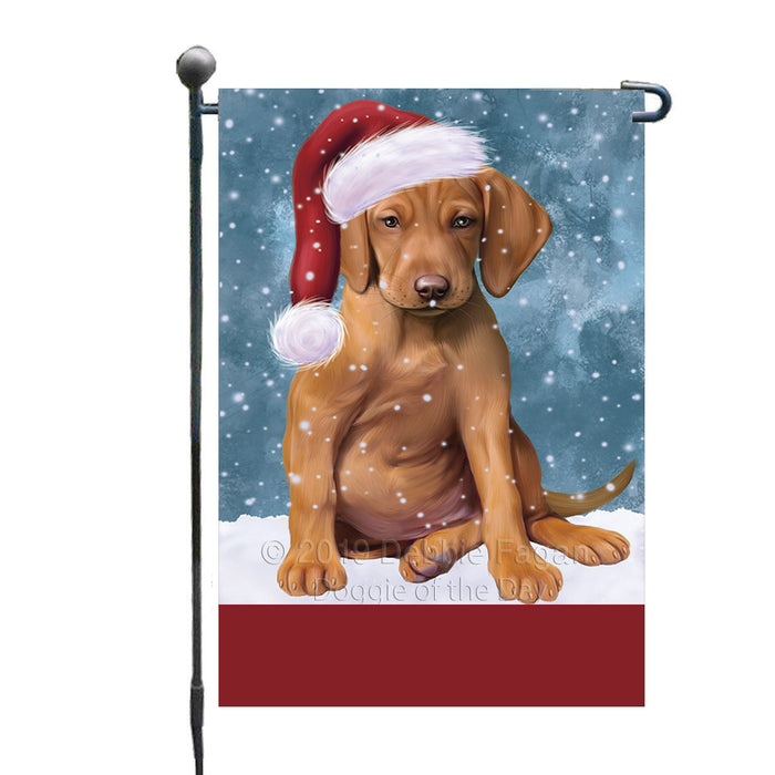 Personalized Let It Snow Happy Holidays Vizsla Dog Custom Garden Flags GFLG-DOTD-A62477