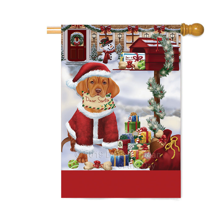Personalized Happy Holidays Mailbox Vizsla Dog Christmas Custom House Flag FLG-DOTD-A60035