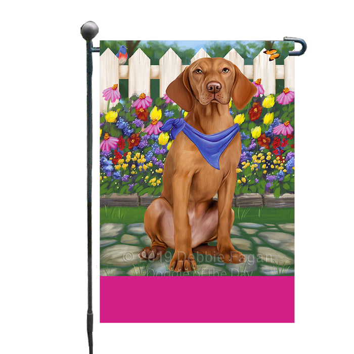 Personalized Spring Floral Vizsla Dog Custom Garden Flags GFLG-DOTD-A63032