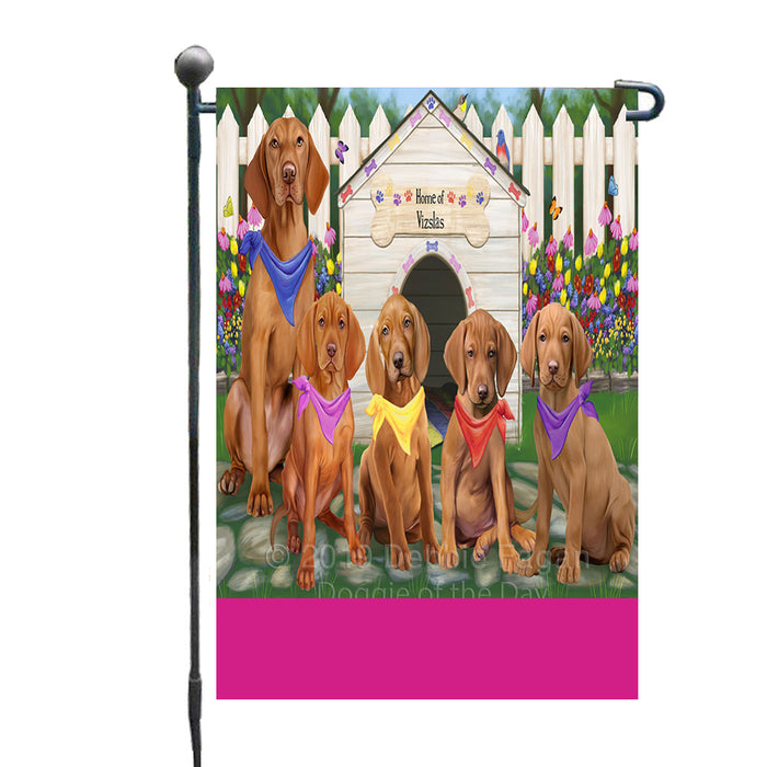 Personalized Spring Dog House Vizsla Dogs Custom Garden Flags GFLG-DOTD-A63033