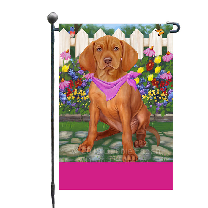 Personalized Spring Floral Vizsla Dog Custom Garden Flags GFLG-DOTD-A63034