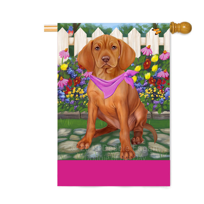 Personalized Spring Floral Vizsla Dog Custom House Flag FLG-DOTD-A63090