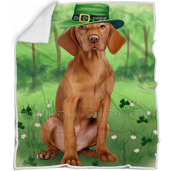 St. Patricks Day Irish Portrait Vizsla Dog Blanket BLNKT59286