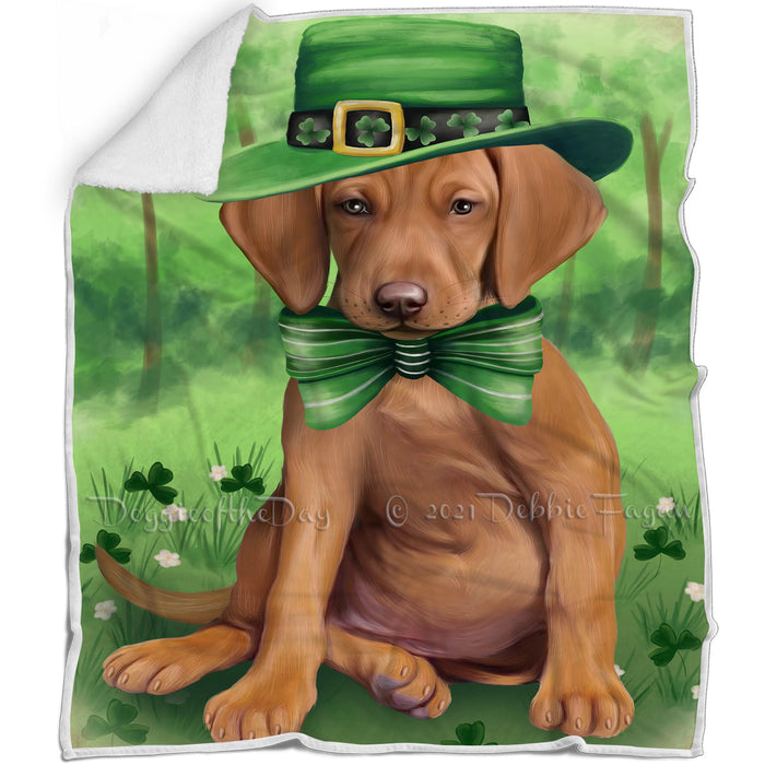 St. Patricks Day Irish Portrait Vizsla Dog Blanket BLNKT59304