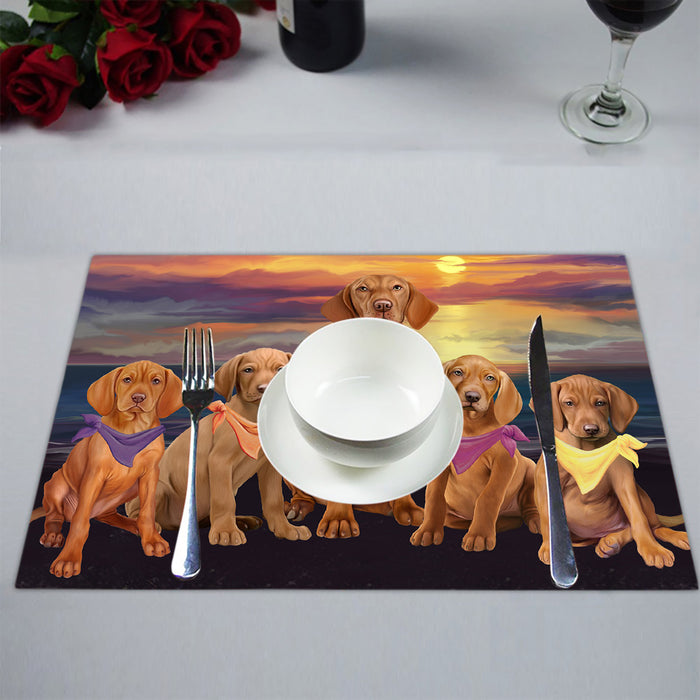 Family Sunset Portrait Vizsla Dogs Placemat