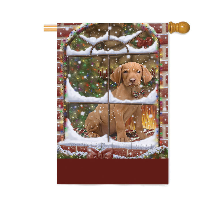 Personalized Please Come Home For Christmas Vizsla Dog Sitting In Window Custom House Flag FLG-DOTD-A60268