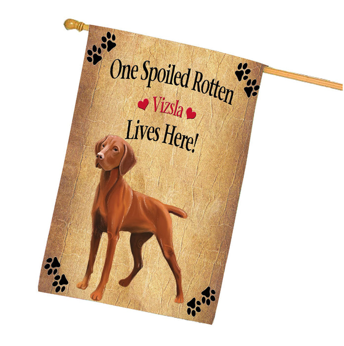 Spoiled Rotten Vizsla Dog House Flag Outdoor Decorative Double Sided Pet Portrait Weather Resistant Premium Quality Animal Printed Home Decorative Flags 100% Polyester FLG68572