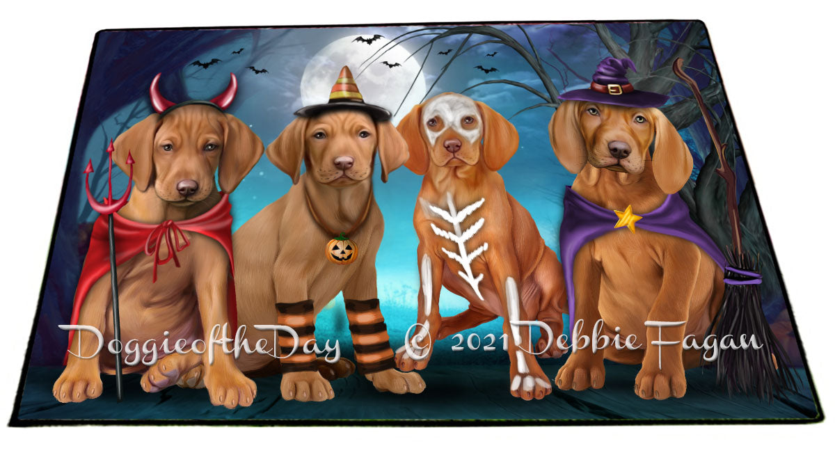 Happy Halloween Trick or Treat Vizsla Dogs Indoor/Outdoor Welcome Floormat - Premium Quality Washable Anti-Slip Doormat Rug FLMS58474