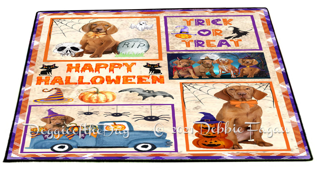 Happy Halloween Trick or Treat Vizsla Dogs Indoor/Outdoor Welcome Floormat - Premium Quality Washable Anti-Slip Doormat Rug FLMS58249