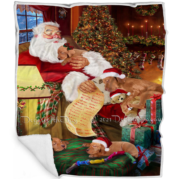 Santa Sleeping with Vizsla Dogs and Puppies Blanket BLNKT143698