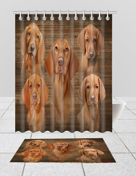 Rustic Vizsla Dogs  Bath Mat and Shower Curtain Combo