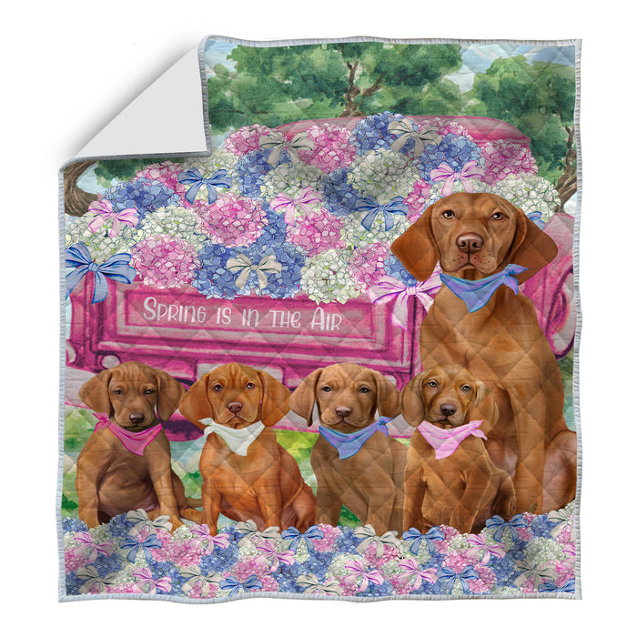 Vizsla Bed Quilt, Explore a Variety of Designs, Personalized, Custom, Bedding Coverlet Quilted, Pet and Dog Lovers Gift