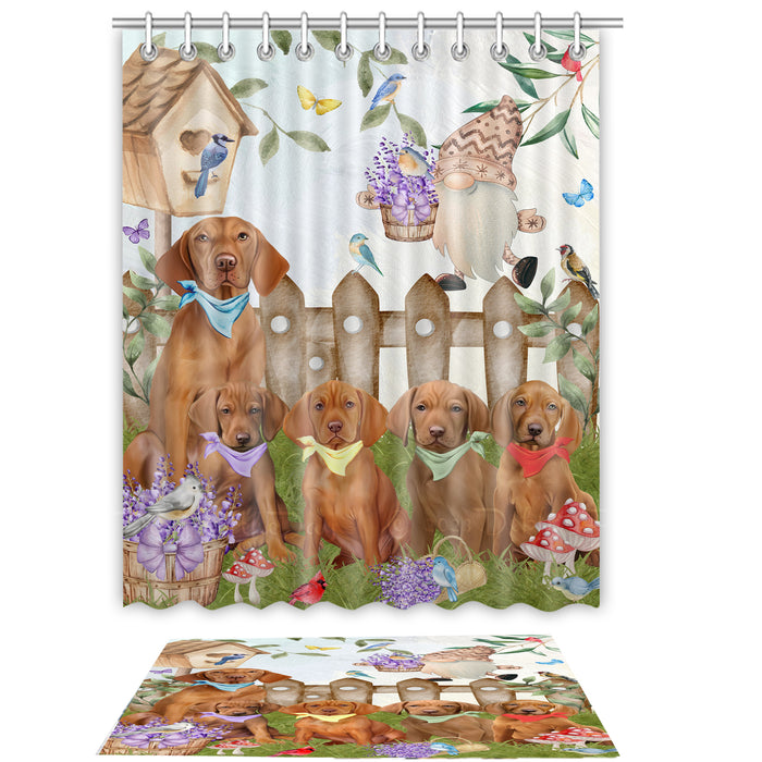 Vizsla Shower Curtain & Bath Mat Set - Explore a Variety of Personalized Designs - Custom Rug and Curtains with hooks for Bathroom Decor - Pet and Dog Lovers Gift