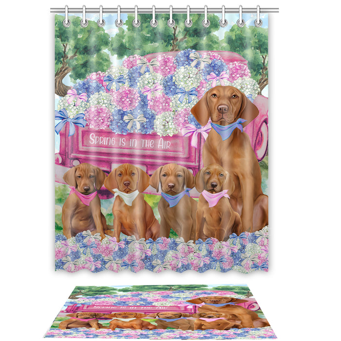 Vizsla Shower Curtain with Bath Mat Set: Explore a Variety of Designs, Personalized, Custom, Curtains and Rug Bathroom Decor, Dog and Pet Lovers Gift