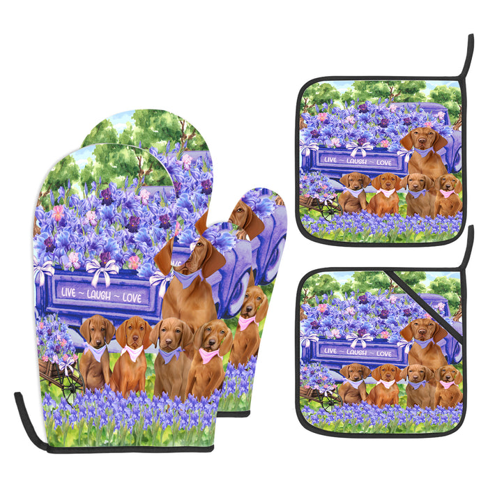 Vizsla Oven Mitts and Pot Holder: Explore a Variety of Designs, Potholders with Kitchen Gloves for Cooking, Custom, Personalized, Gifts for Pet & Dog Lover
