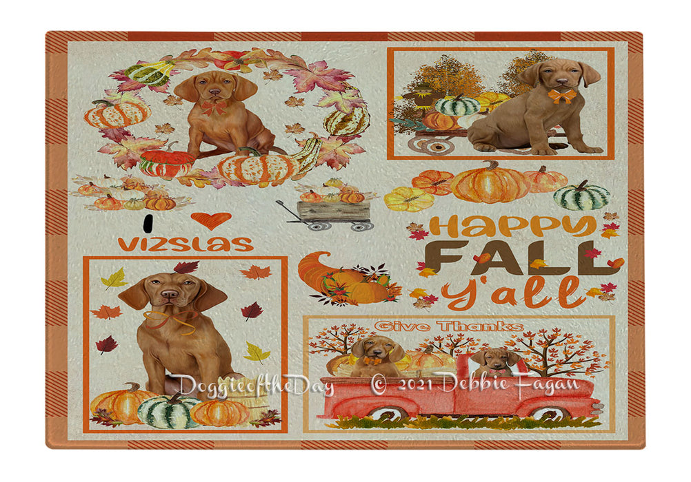 Happy Fall Y'all Pumpkin Vizsla Dogs Cutting Board - Easy Grip Non-Slip Dishwasher Safe Chopping Board Vegetables C80038