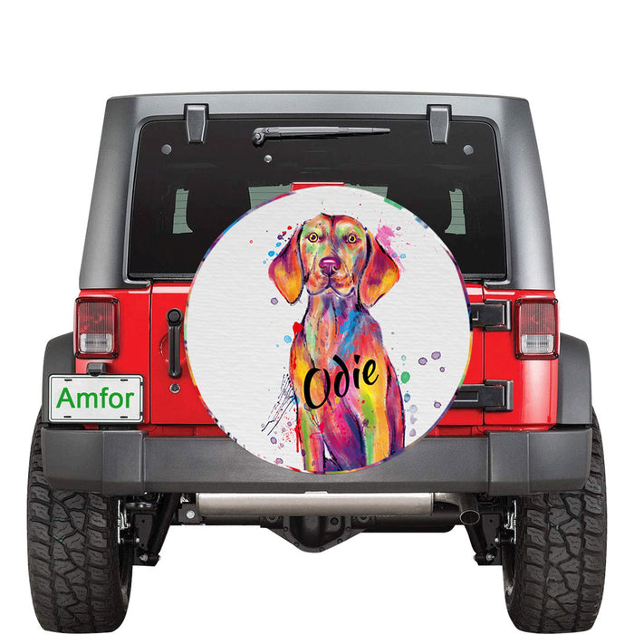 Custom Pet Name Personalized Watercolor Vizsla Dog Car Tire Cover