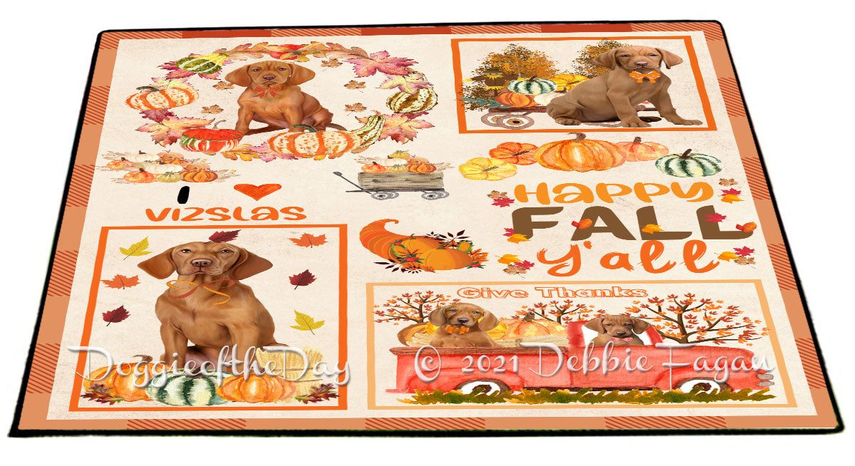Happy Fall Y'all Pumpkin Vizsla Dogs Indoor/Outdoor Welcome Floormat - Premium Quality Washable Anti-Slip Doormat Rug FLMS58789