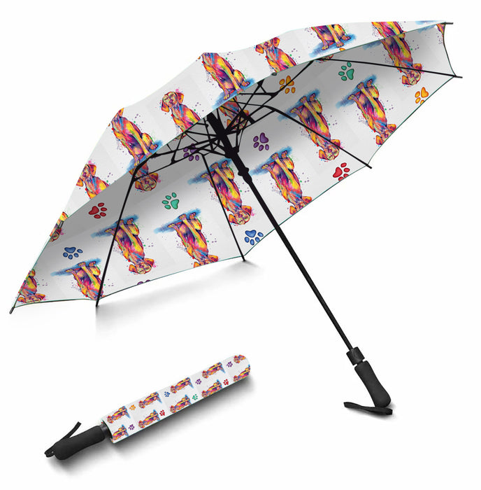 Watercolor Mini Vizsla DogsSemi-Automatic Foldable Umbrella
