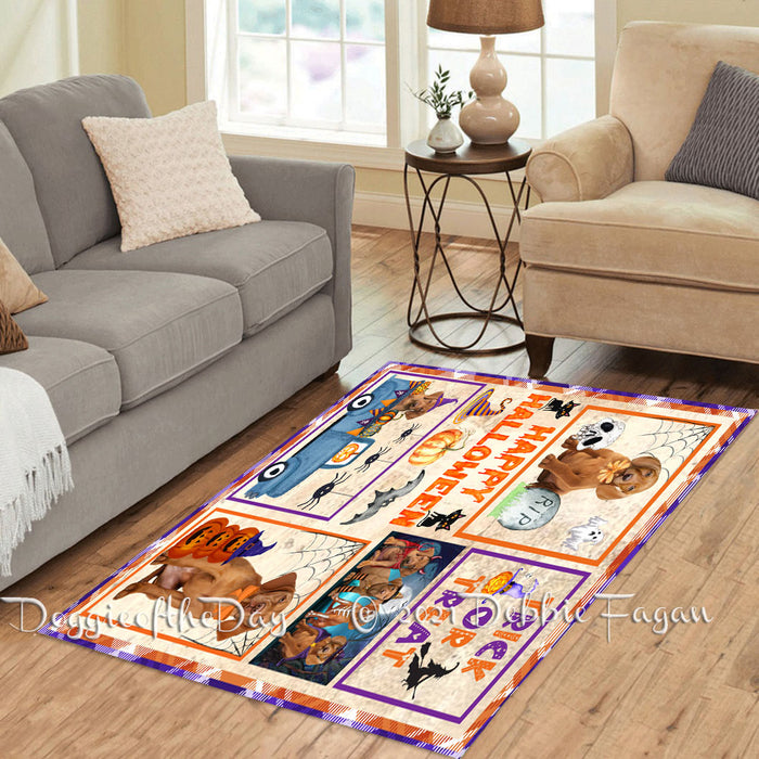 Happy Halloween Trick or Treat Vizsla Dogs Polyester Living Room Carpet Area Rug ARUG66019