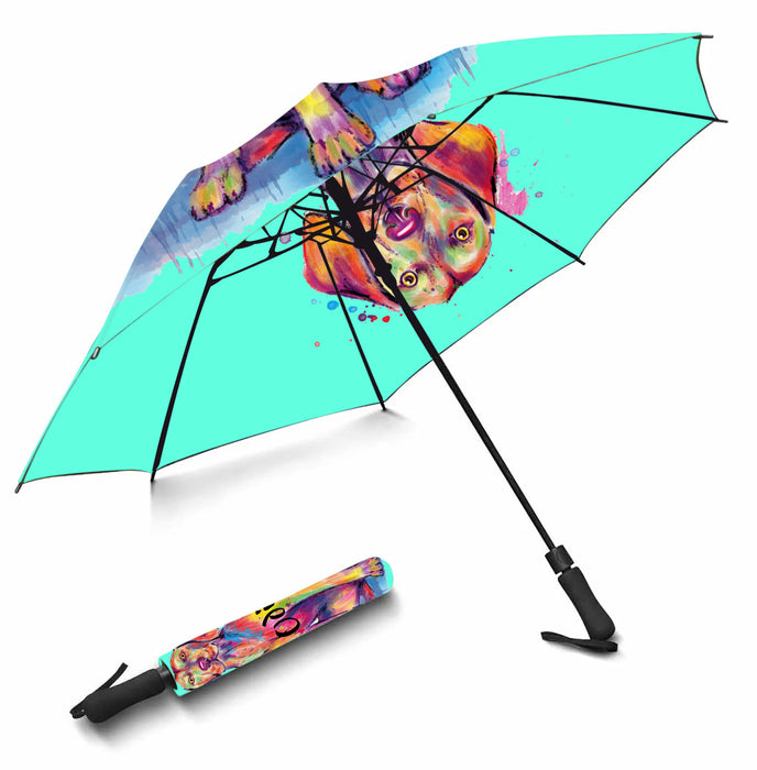 Custom Pet Name Personalized Watercolor Vizsla DogSemi-Automatic Foldable Umbrella