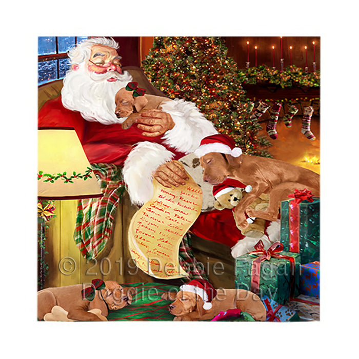 Santa Sleeping with Vizsla Dogs Square Towel 