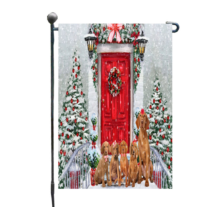 Christmas Holiday Welcome Vizsla Dogs Garden Flags- Outdoor Double Sided Garden Yard Porch Lawn Spring Decorative Vertical Home Flags 12 1/2"w x 18"h