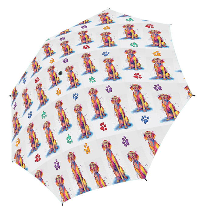 Watercolor Mini Vizsla DogsSemi-Automatic Foldable Umbrella