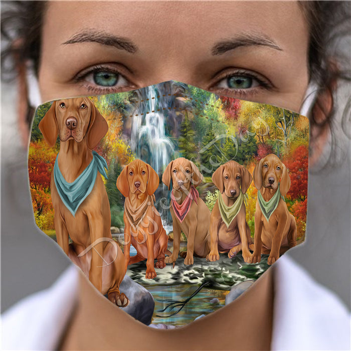 Scenic Waterfall Vizsla Dogs Face Mask FM49352
