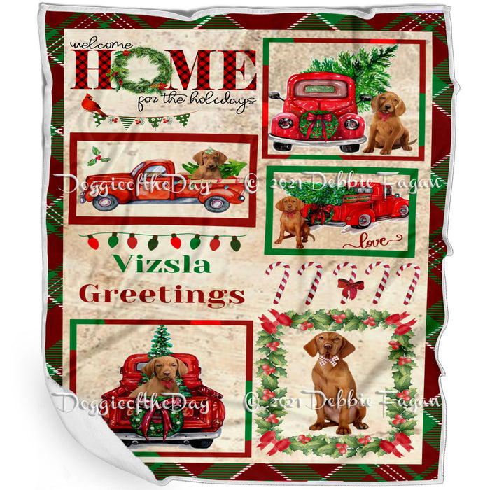 Welcome Home for Christmas Holidays Vizsla Dogs Blanket BLNKT72231