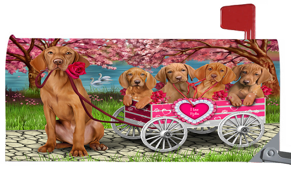 I Love Vizsla Dogs in a Cart Magnetic Mailbox Cover MBC48597