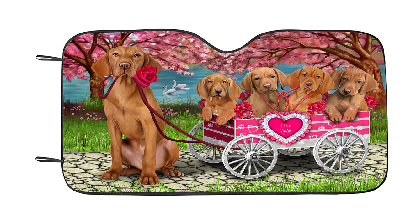I Love Vizsla Dogs in a Cart Car Sun Shade