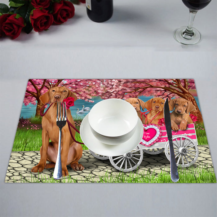 I Love Vizsla Dogs in a Cart Placemat