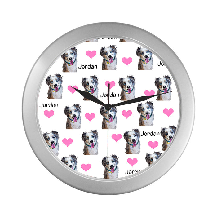 Custom Add Your Photo Here PET Dog Cat Photos on Silver Wall Clocks