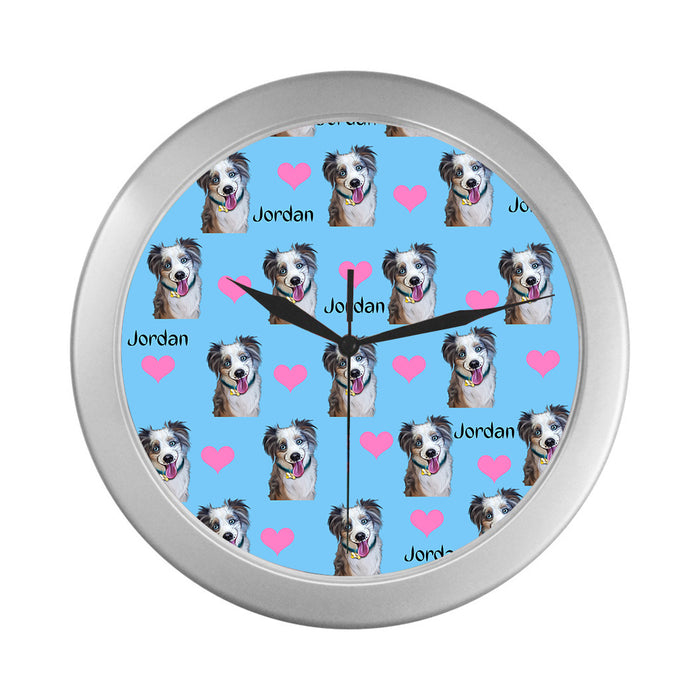 Custom Add Your Photo Here PET Dog Cat Photos on Silver Wall Clocks
