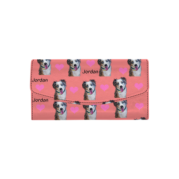 Custom Add Your Photo Here PET Dog Cat Photos on Women's Flap Wallet