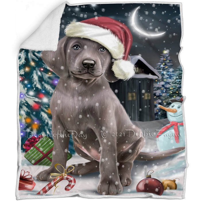 Have a Holly Jolly Christmas Weimaraner Dog in Holiday Background Blanket D170