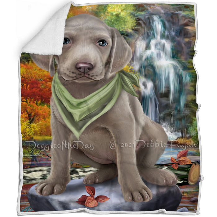 Scenic Waterfall Weimaraner Dog Blanket BLNKT84639