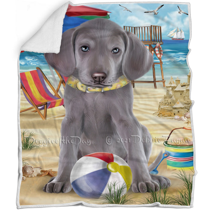 Pet Friendly Beach Weimaraner Dog Blanket BLNKT53454