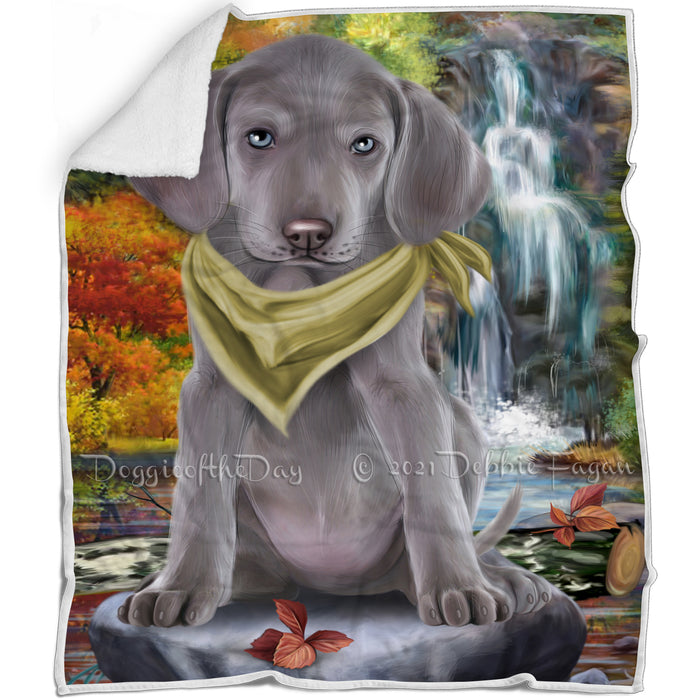 Scenic Waterfall Weimaraner Dog Blanket BLNKT84648
